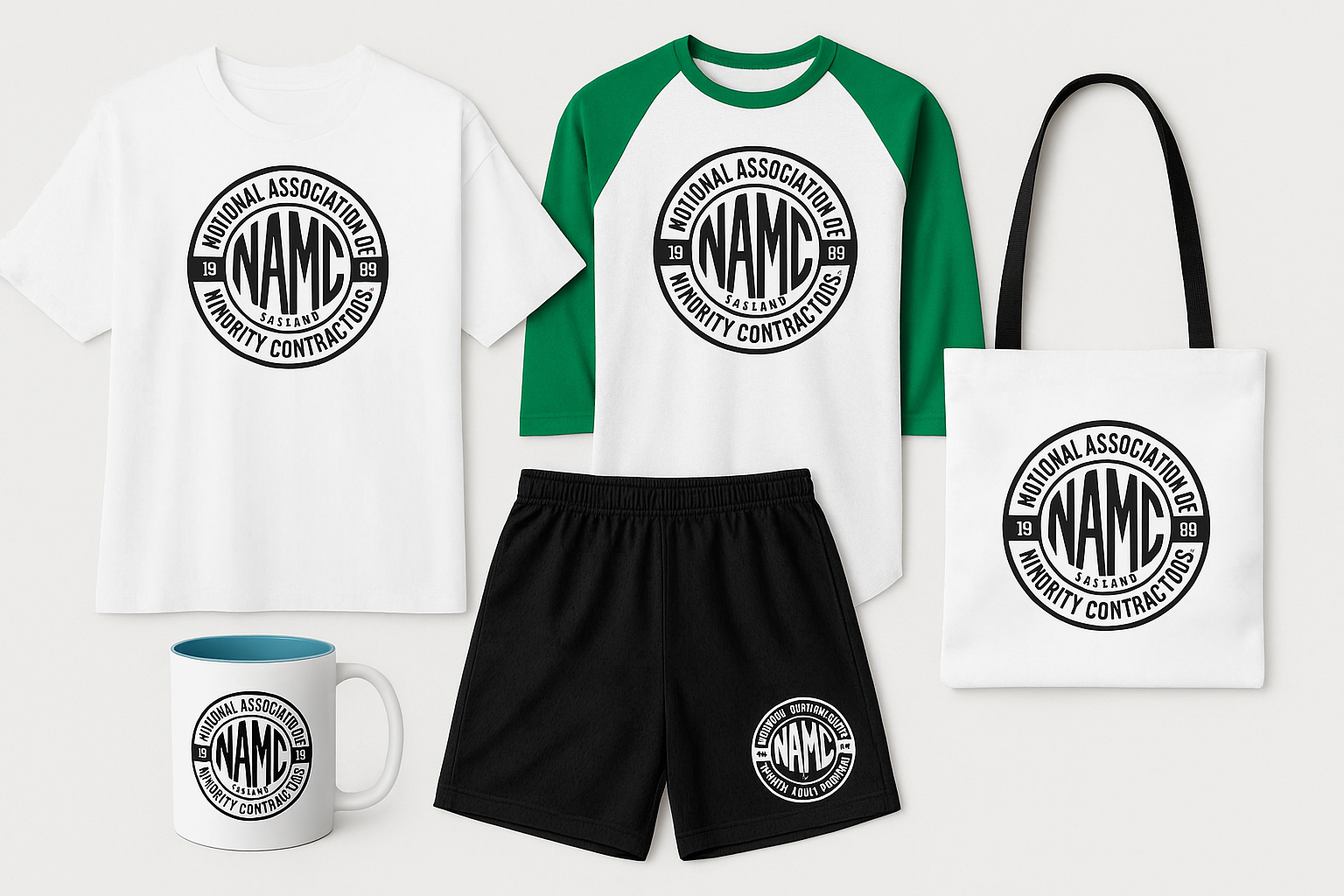 show actual merchandise from the store with the logo