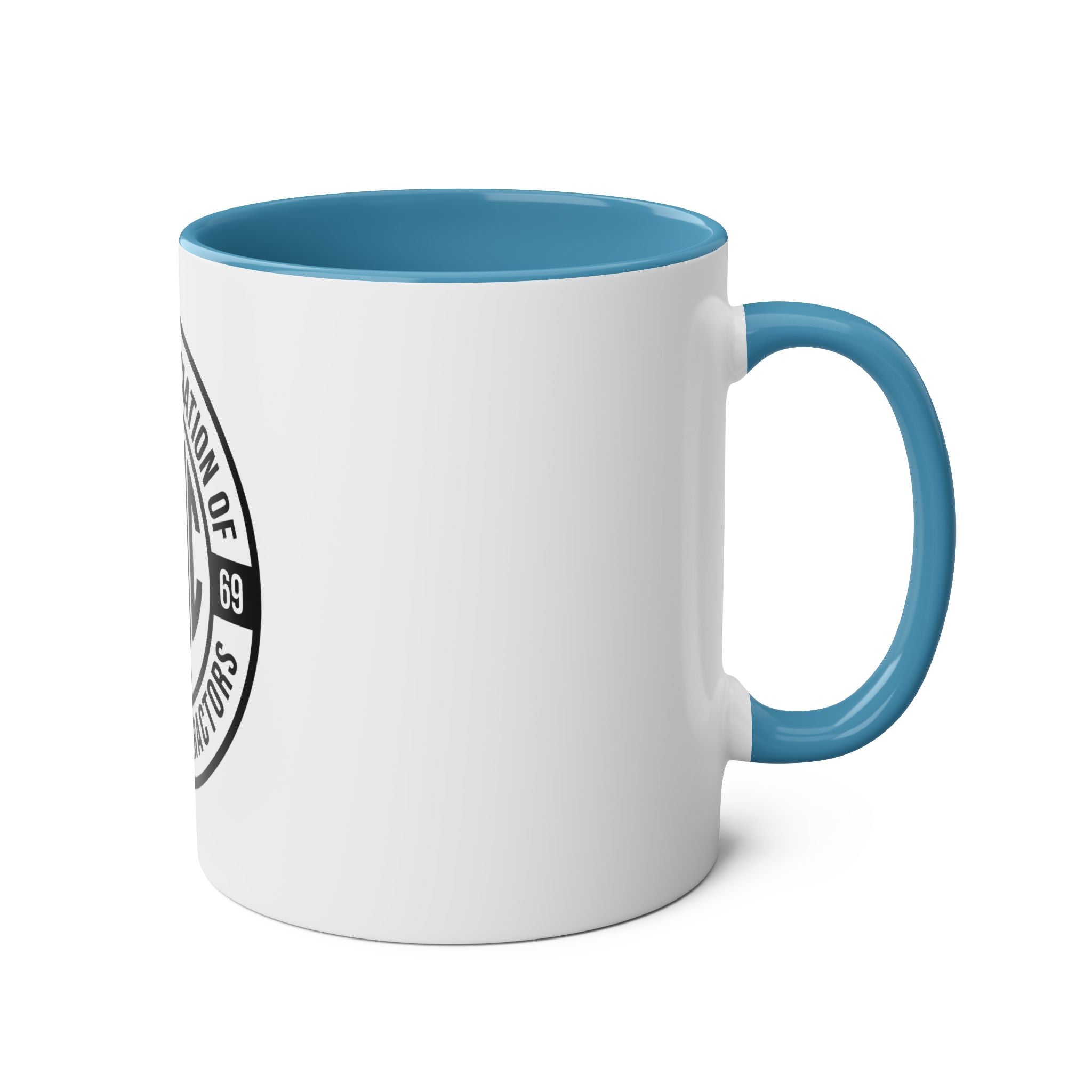 Two-Tone Coffee Mug, NAMC Logo Gift, Customizable Minority Contractors Cup, Unique Office Decor, Perfect for Meetings, Promotional Item