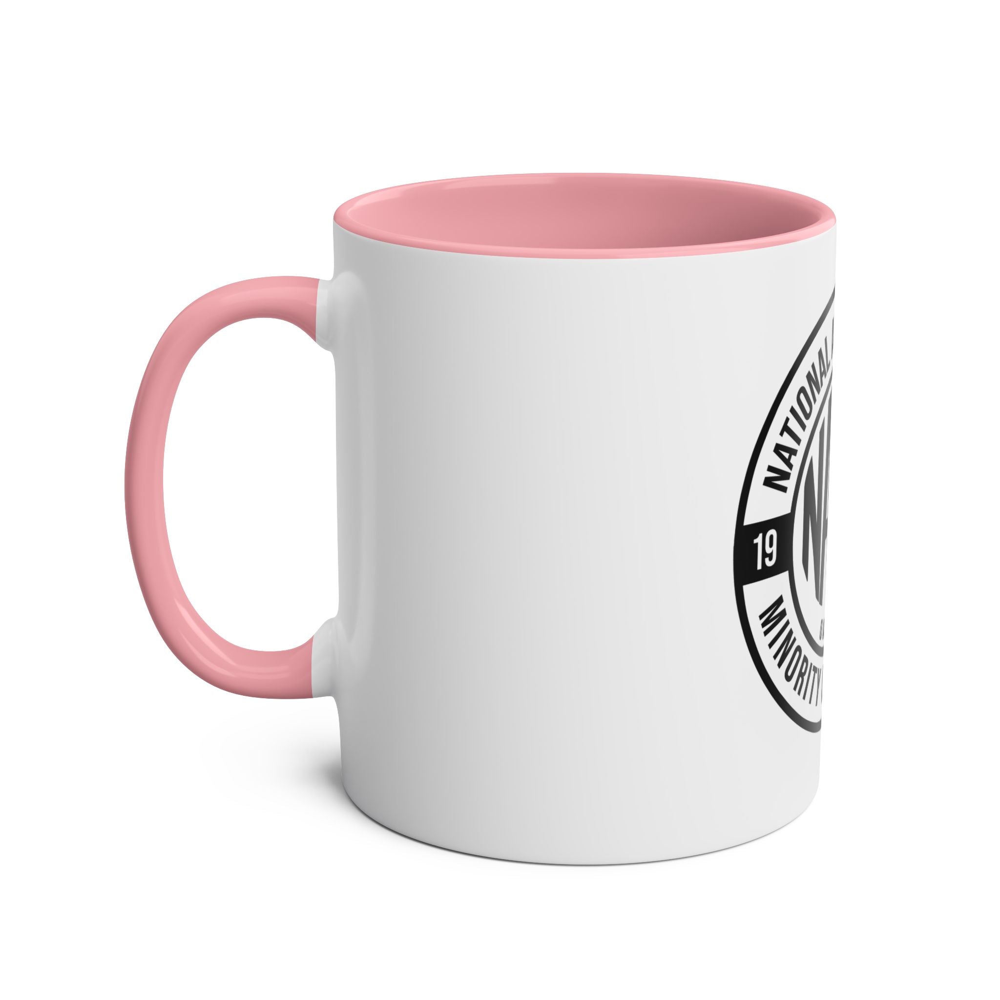 Two-Tone Coffee Mug, NAMC Logo Gift, Customizable Minority Contractors Cup, Unique Office Decor, Perfect for Meetings, Promotional Item