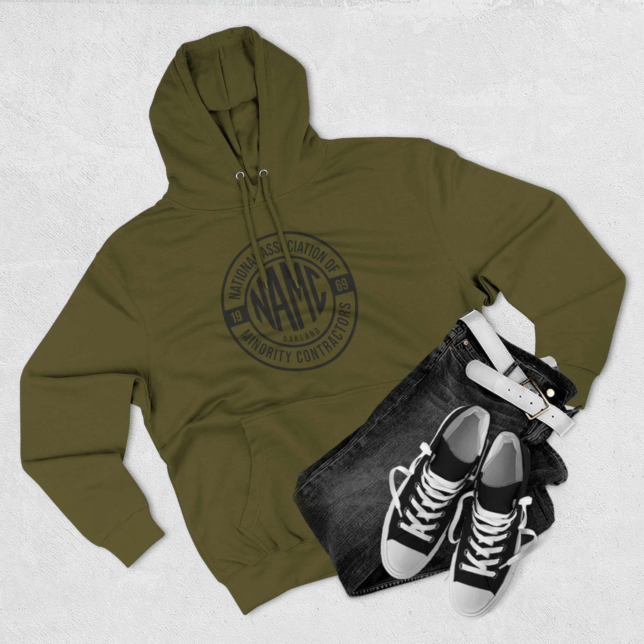 NAMC Three-Panel Fleece Hoodie | Cozy Sweatshirt, Unisex Pullover, Perfect for Casual Wear, Gift for Contractors, Year-Round Comfort