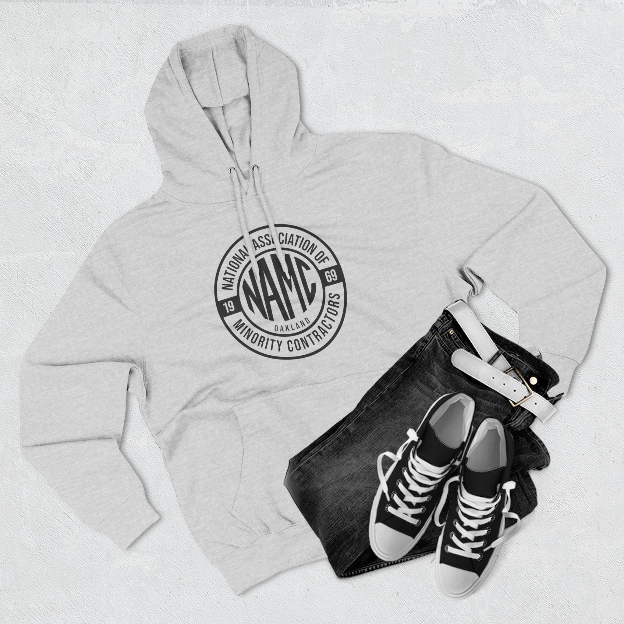 NAMC Three-Panel Fleece Hoodie | Cozy Sweatshirt, Unisex Pullover, Perfect for Casual Wear, Gift for Contractors, Year-Round Comfort