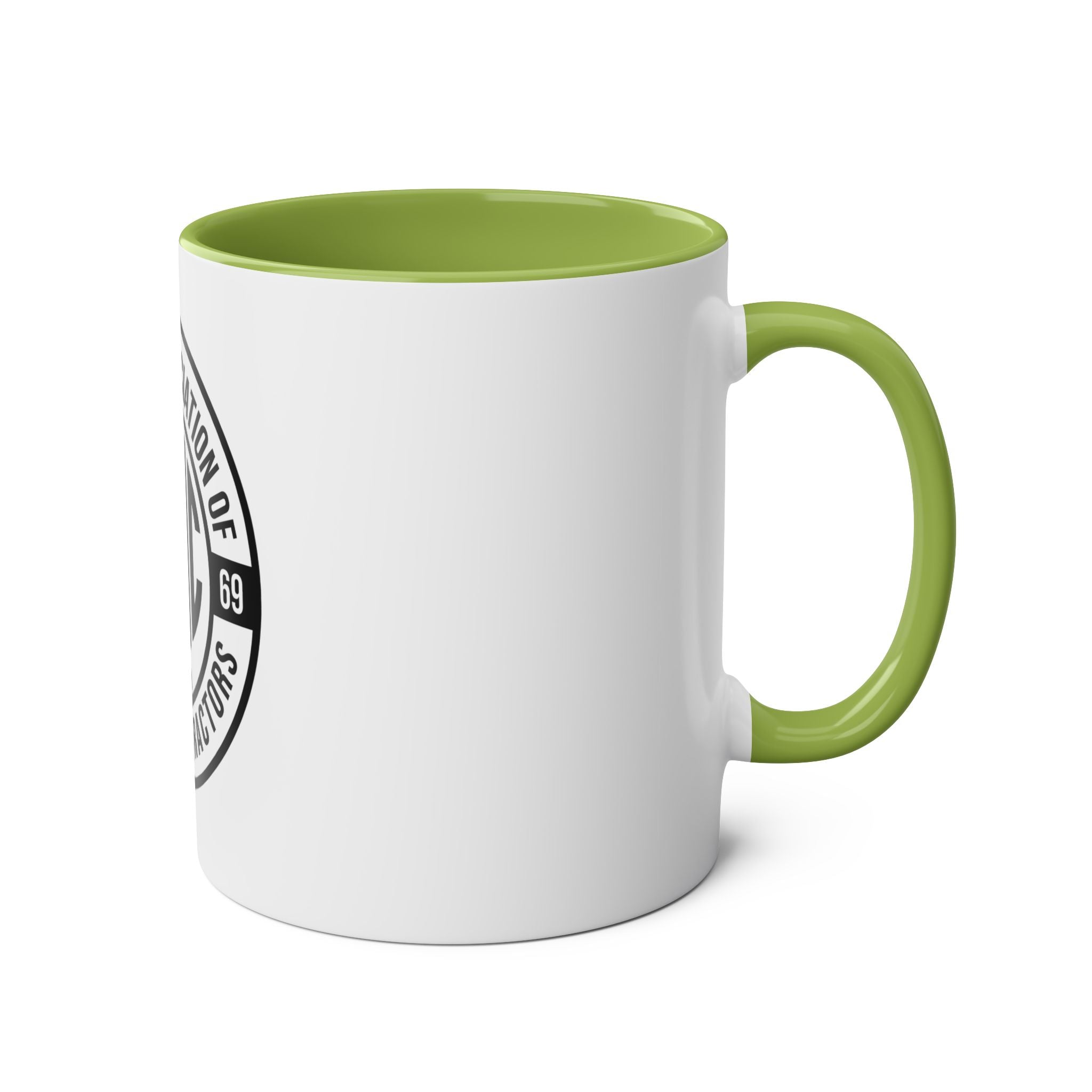 Two-Tone Coffee Mug, NAMC Logo Gift, Customizable Minority Contractors Cup, Unique Office Decor, Perfect for Meetings, Promotional Item
