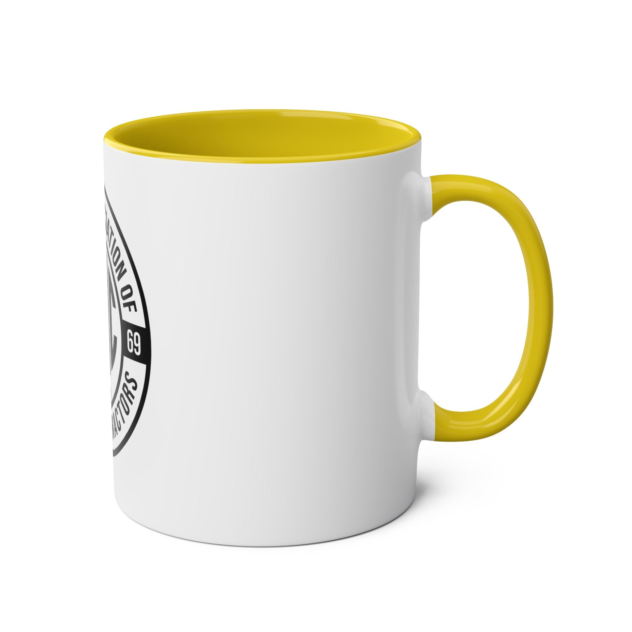Two-Tone Coffee Mug, NAMC Logo Gift, Customizable Minority Contractors Cup, Unique Office Decor, Perfect for Meetings, Promotional Item