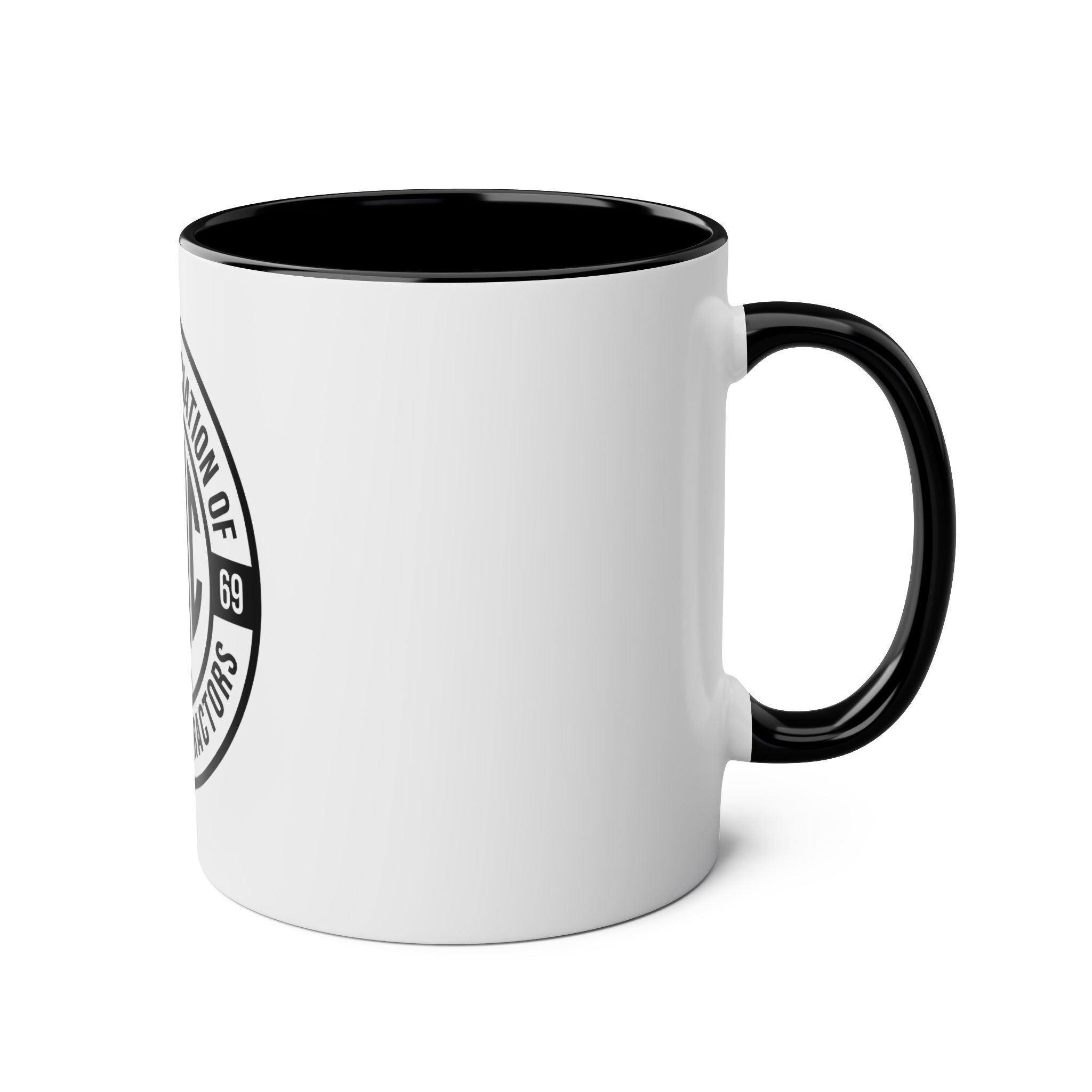 Two-Tone Coffee Mug, NAMC Logo Gift, Customizable Minority Contractors Cup, Unique Office Decor, Perfect for Meetings, Promotional Item