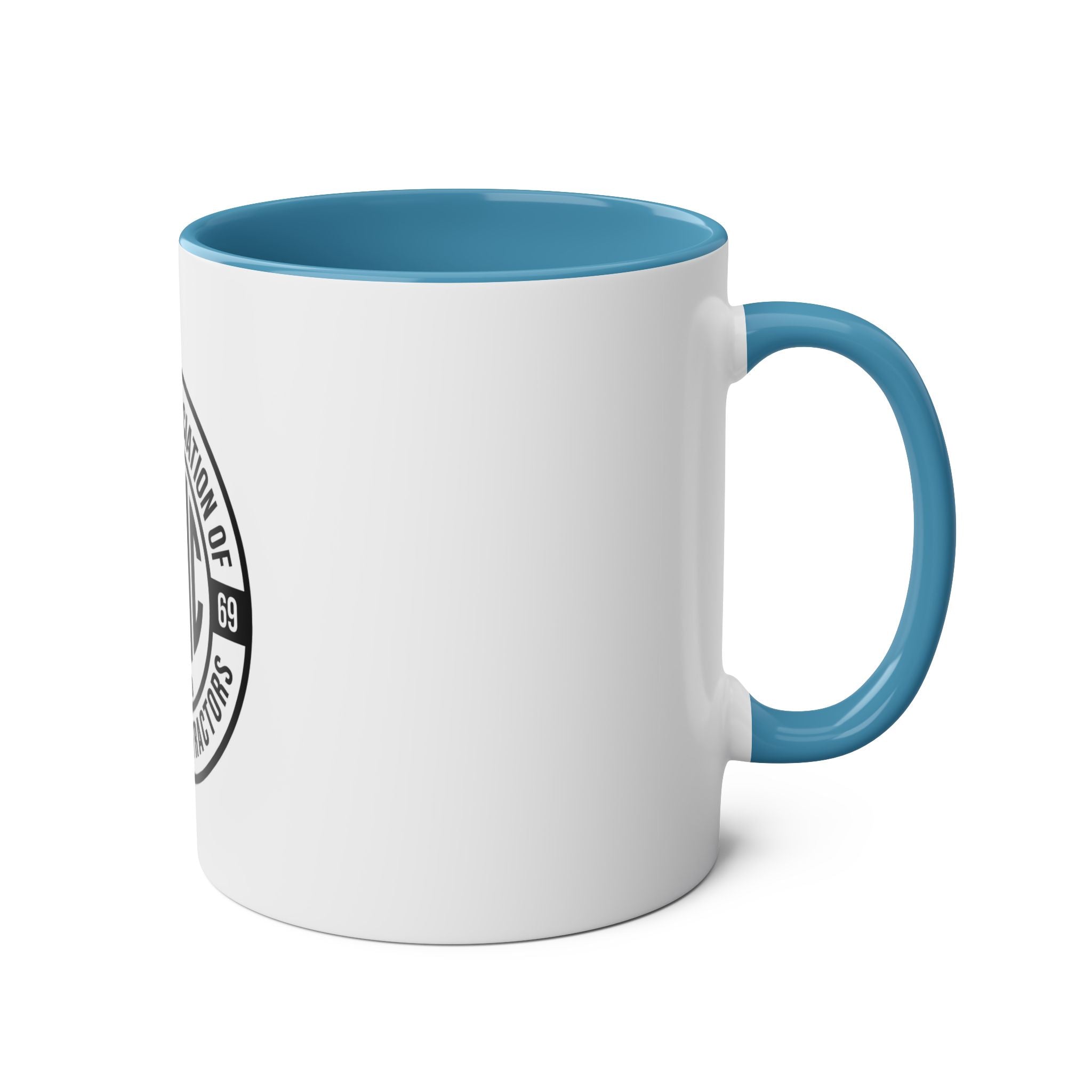 Two-Tone Coffee Mug, NAMC Logo Gift, Customizable Minority Contractors Cup, Unique Office Decor, Perfect for Meetings, Promotional Item